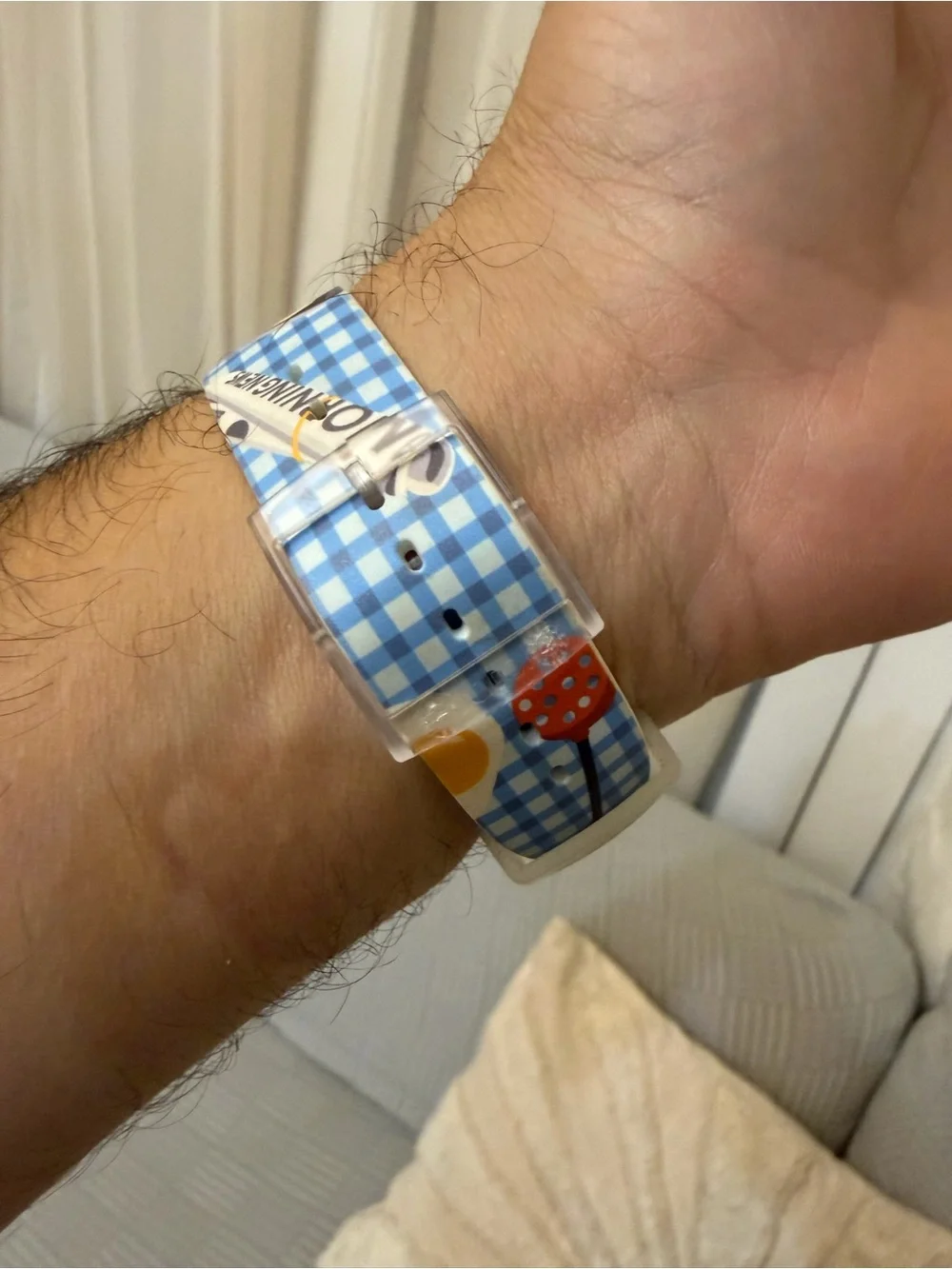 Swatch x You Custom Skeleton Watch Blue Check Checkered Ramen Breakfast